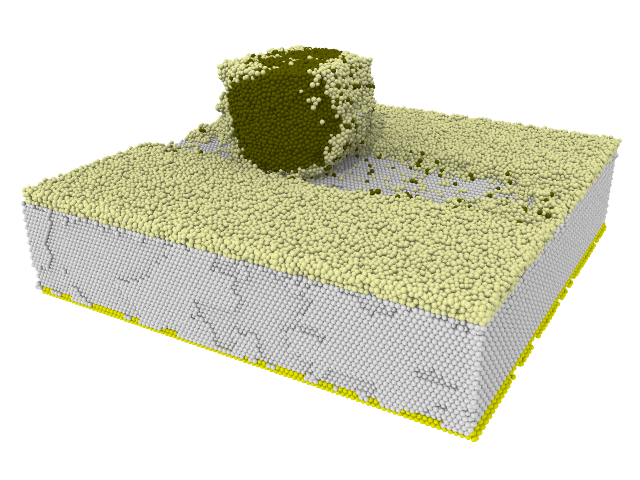 DEM simulation of asperity wear on oxidized silicon.